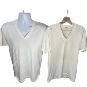 Vintage Sears Roebuck & Co. White V-Neck T-Shirts Bundle of 2 Men’s Size Large